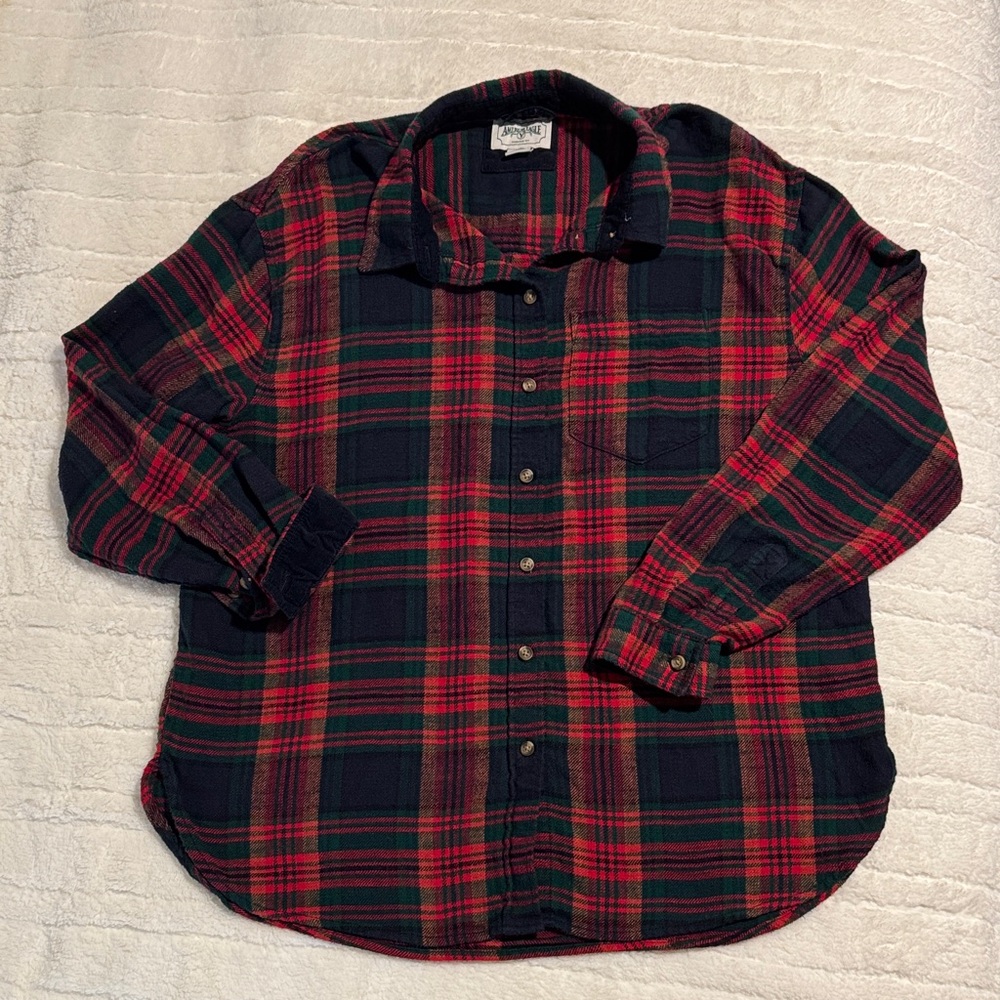 American Eagle Outfitters Red and Green Plaid Shirt